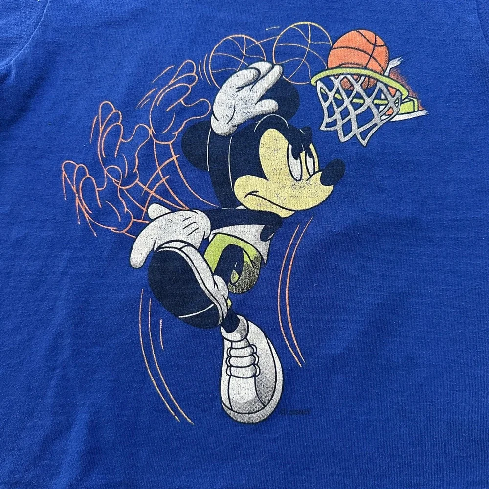 VTG 90s Allison Mickey Mouse Basketball Shirt Kids 5/6 Made in USA Double Sided‎